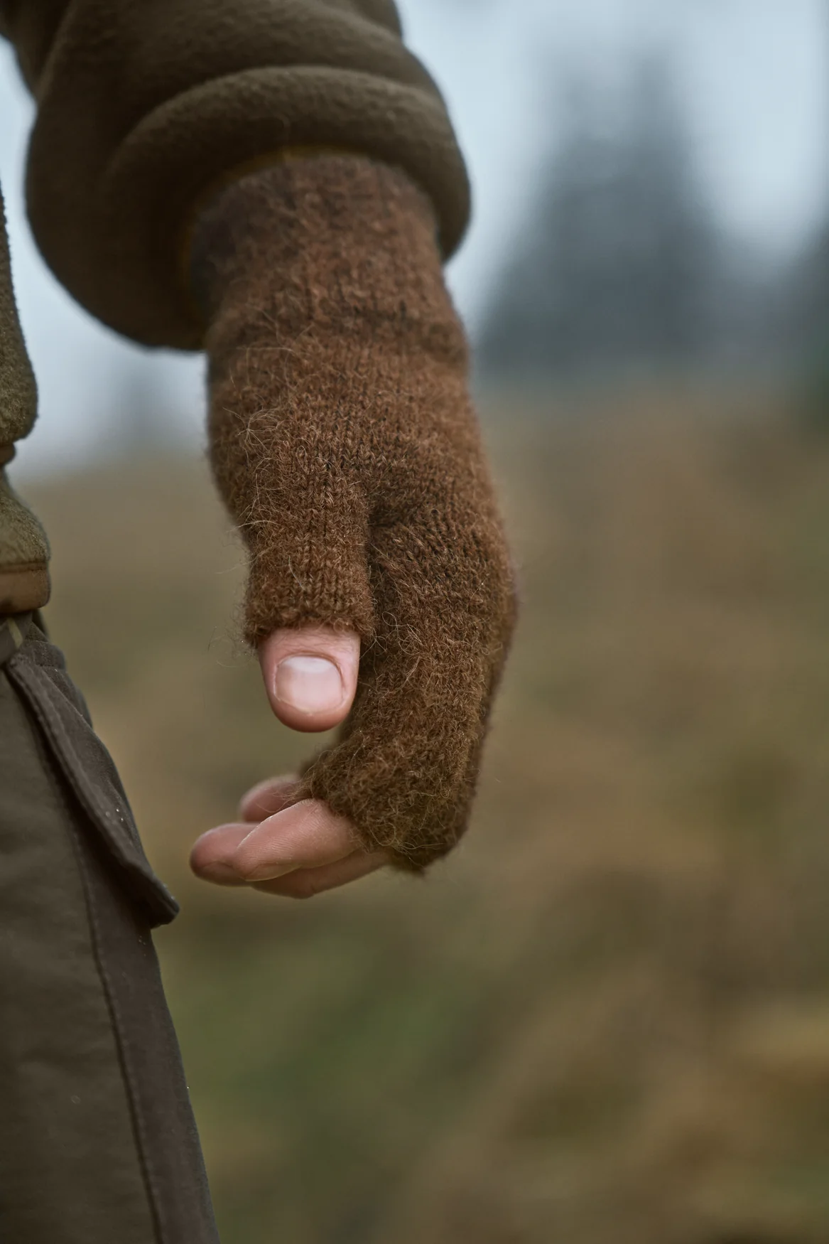 Alpacka halvfingervantar - Pinecone brown – Härkila - Image 5