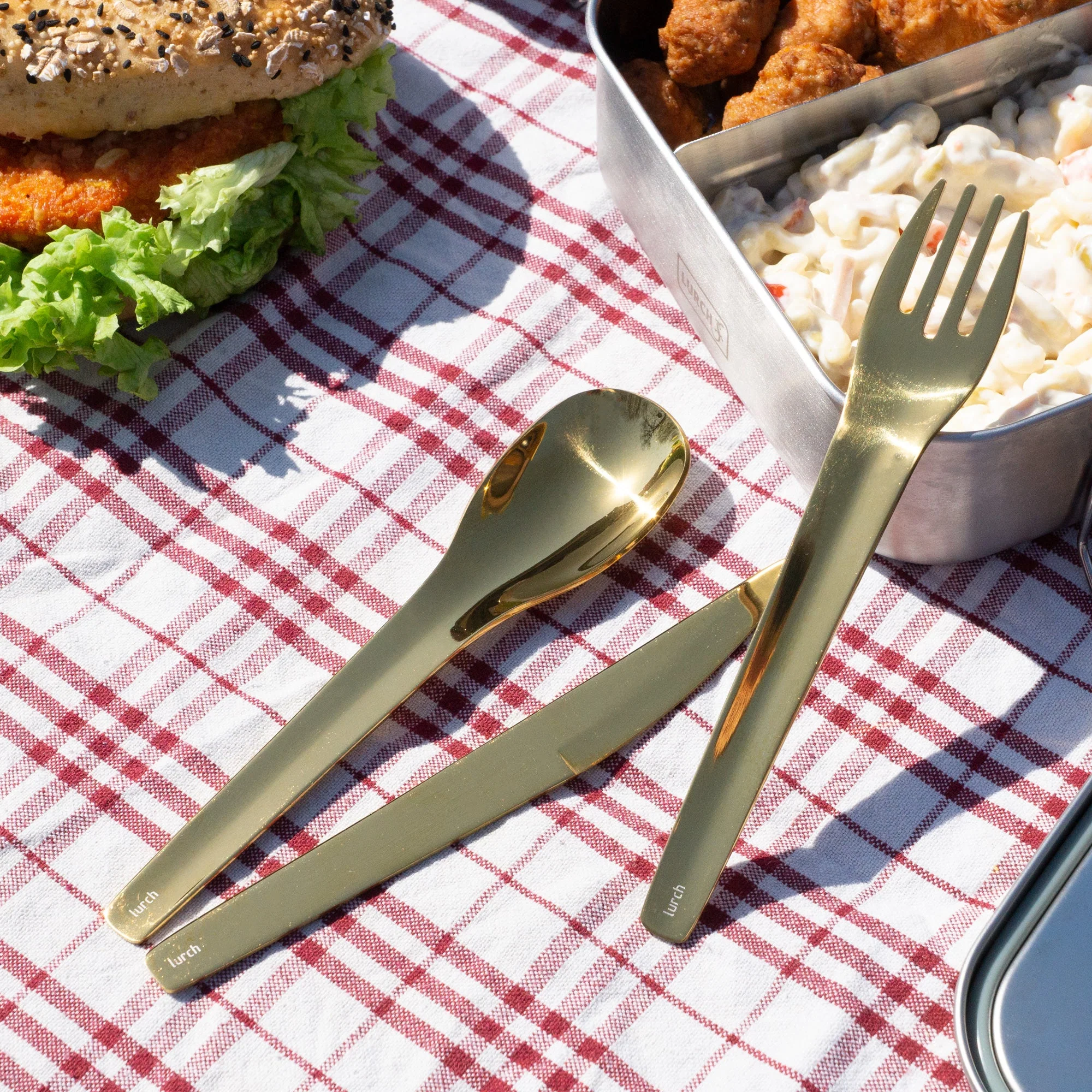 Bestickset To-Go rostfritt stål/guld med förvaringsbox - Lurch - Image 3