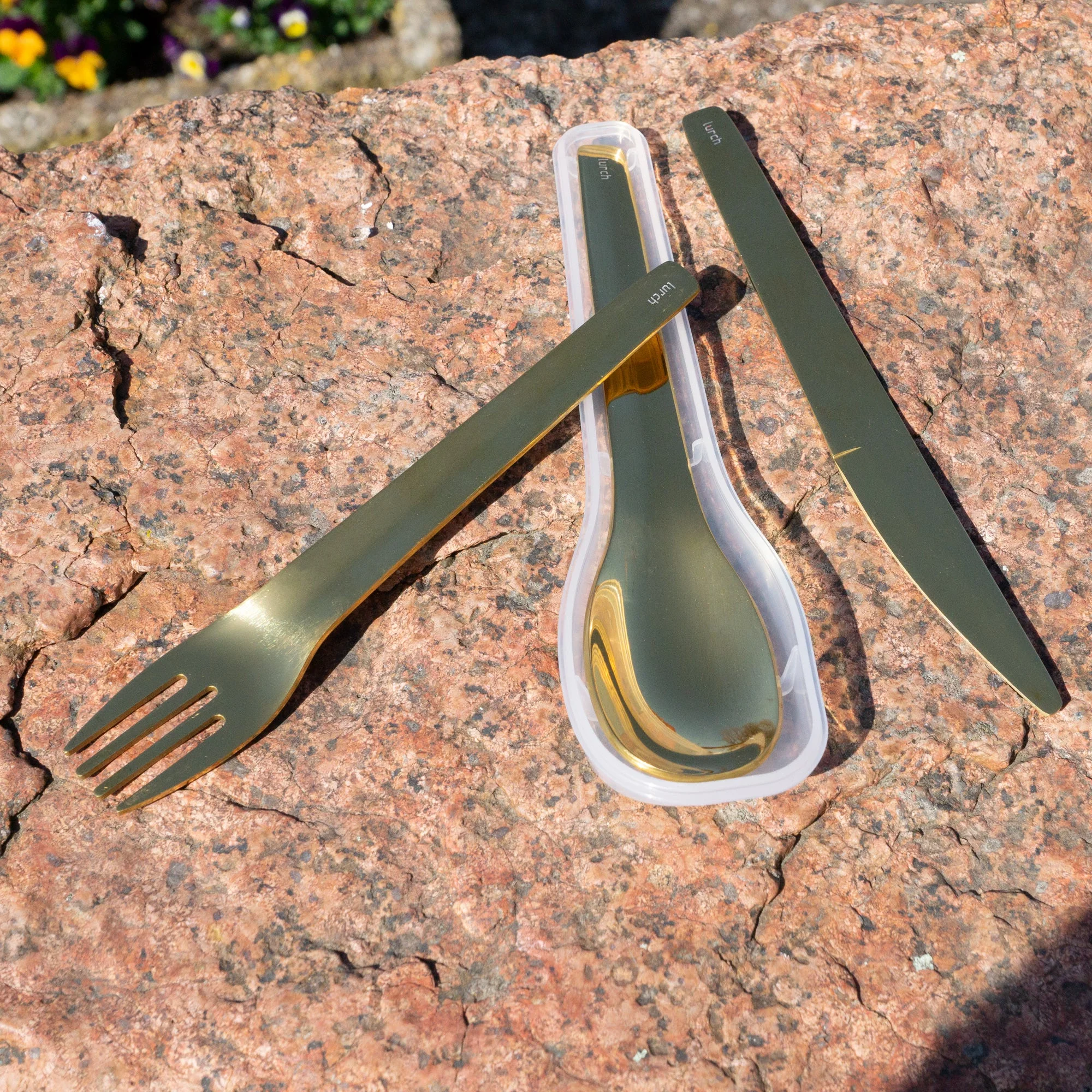 Bestickset To-Go rostfritt stål/guld med förvaringsbox - Lurch - Image 4