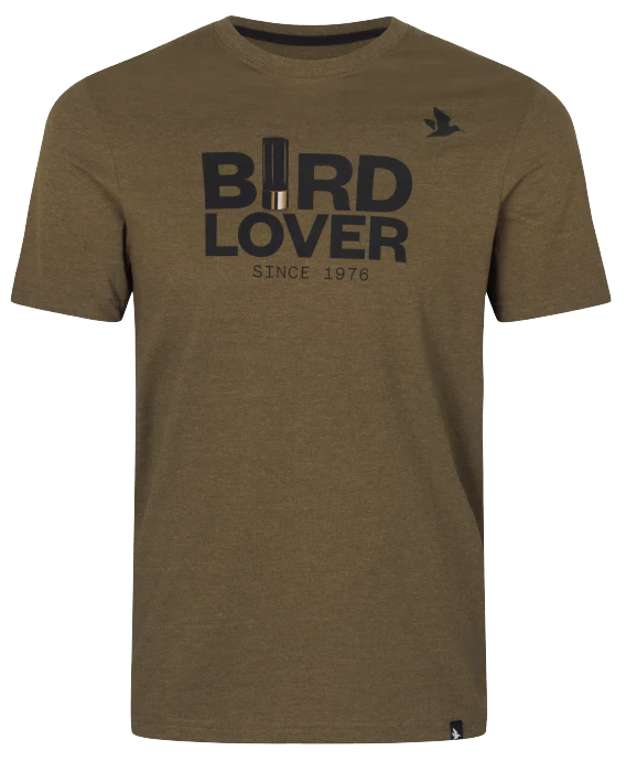 Bird Lover T-shirt Dark Olive Melange - Seeland