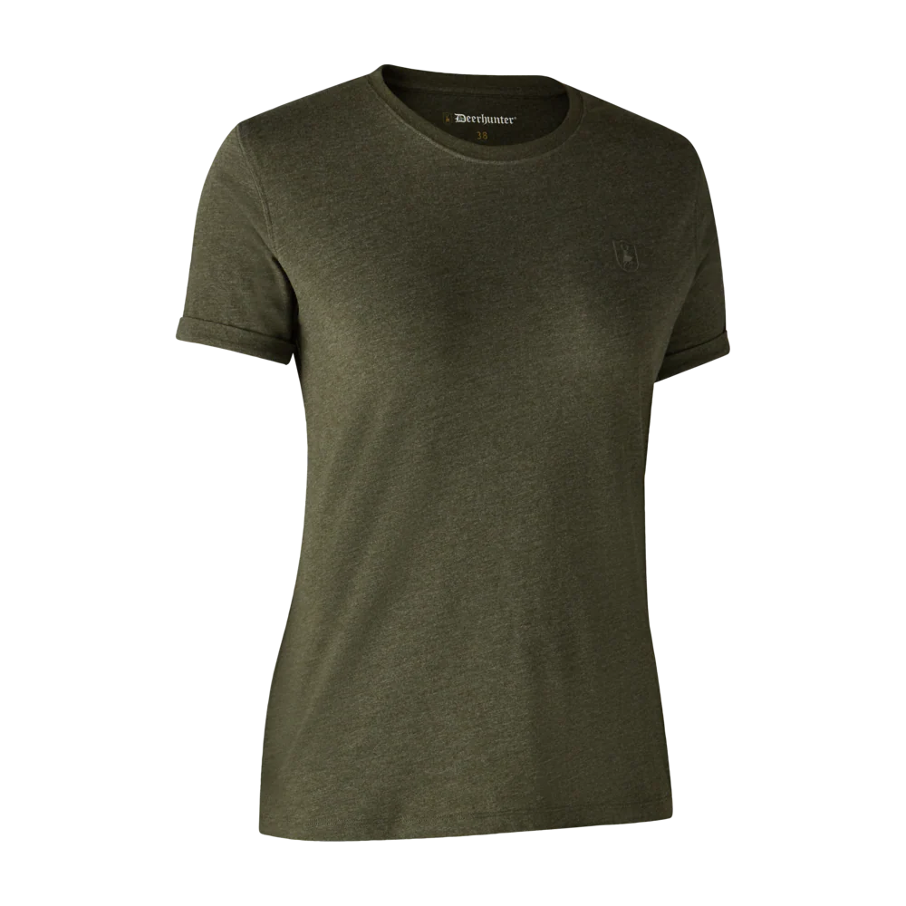 Dam Basis 2-pack T-shirt Adventure - Grön Melange - Deerhunter - Image 3
