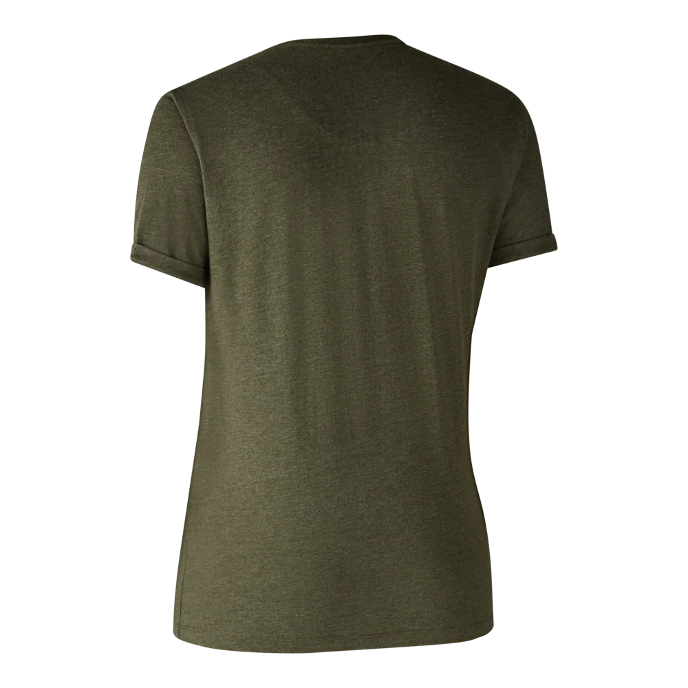 Dam Basis 2-pack T-shirt Adventure - Grön Melange - Deerhunter - Image 5