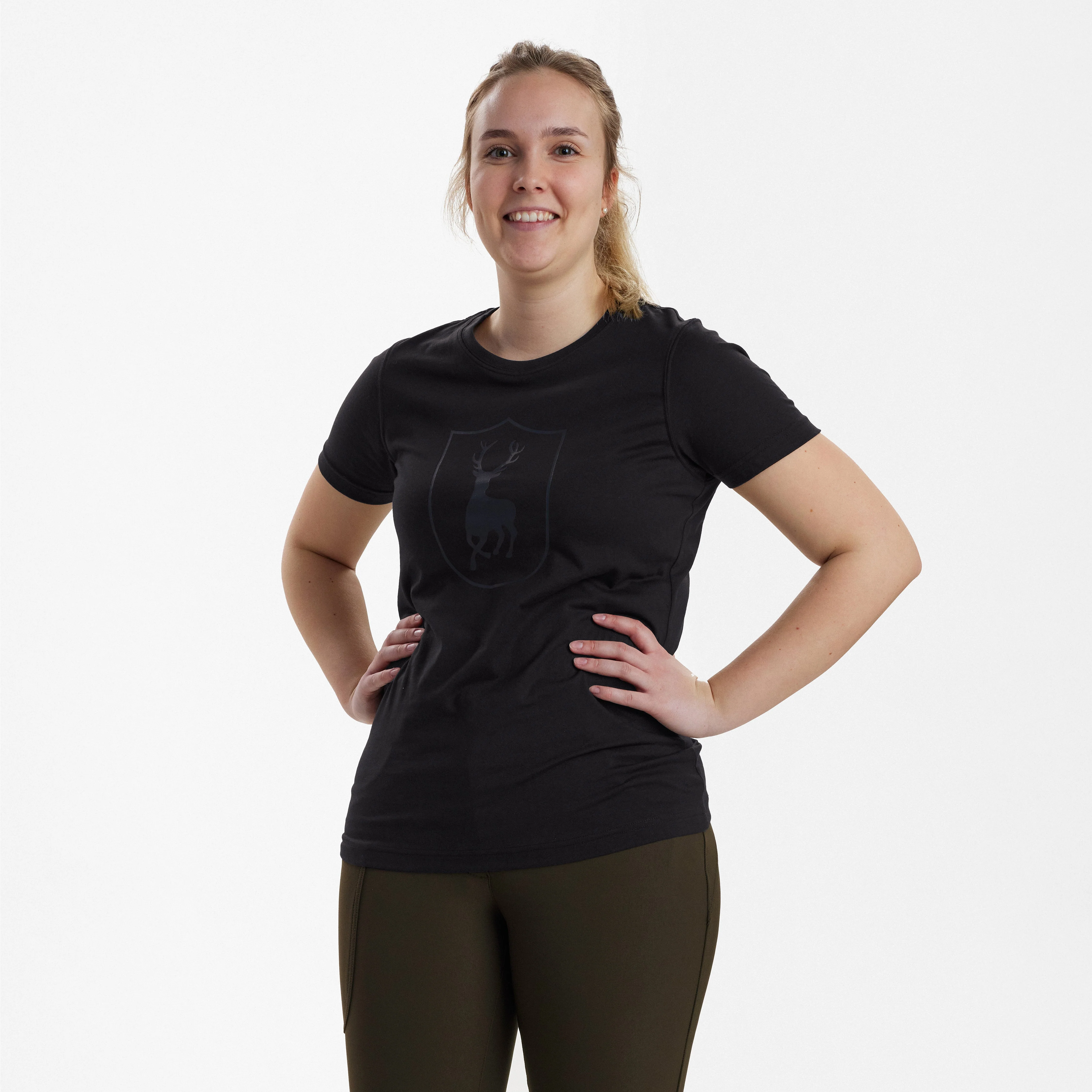 Dam T-shirt med logga Svart - Deerhunter