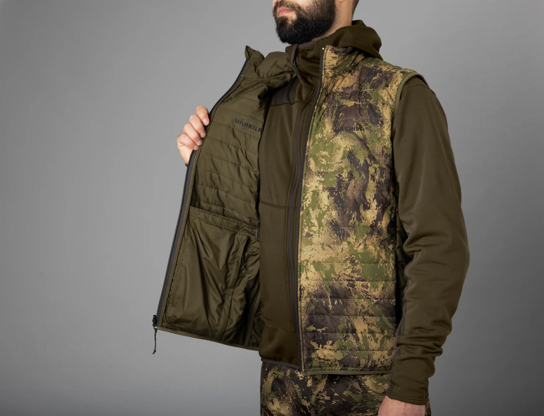 Deer Stalker camo vändbar packbar väst Willow green/AXIS MSP®Forest - Härkila - Image 4