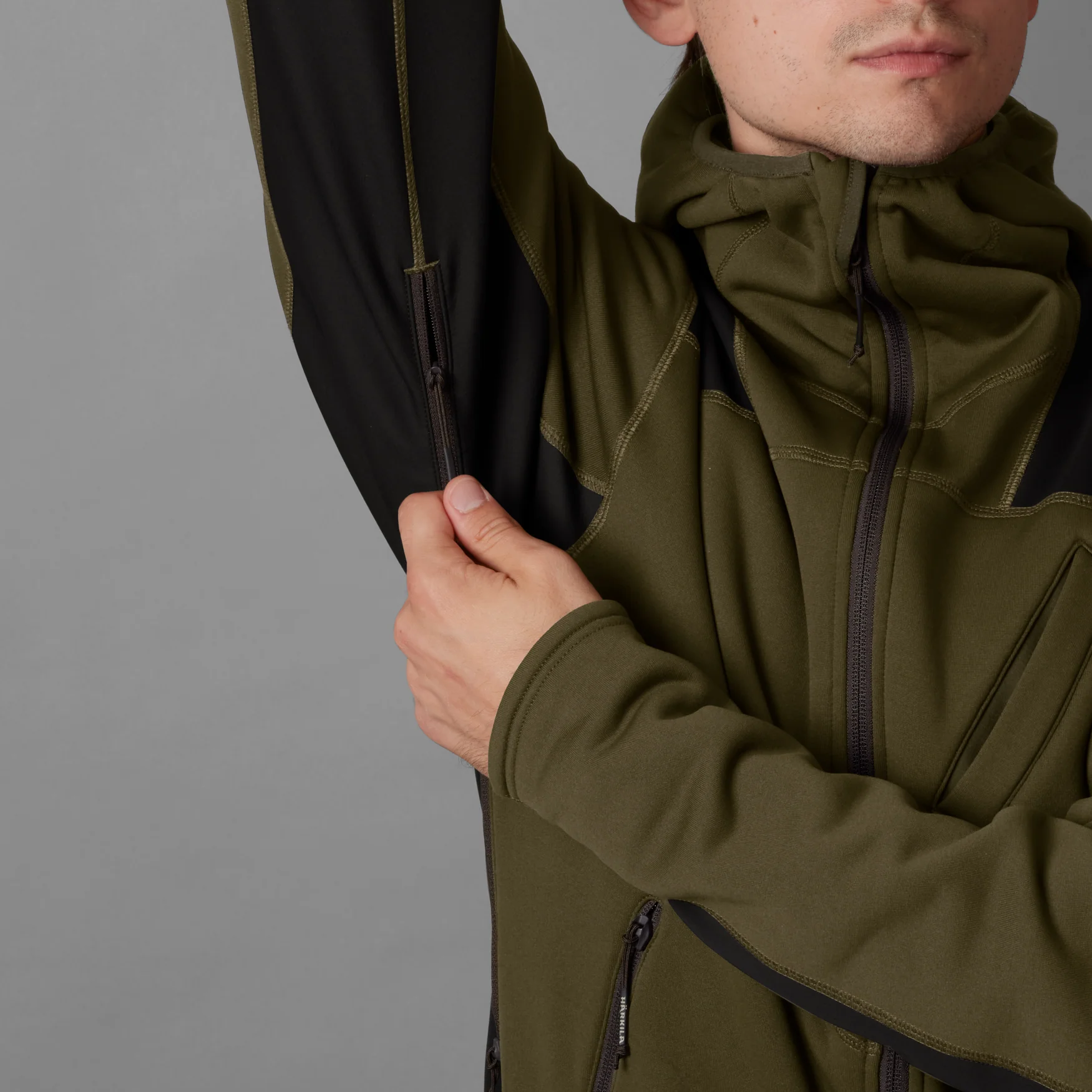 Deer Stalker fleece-hoodie Willow green/Shadow brown - Härkila - Image 4