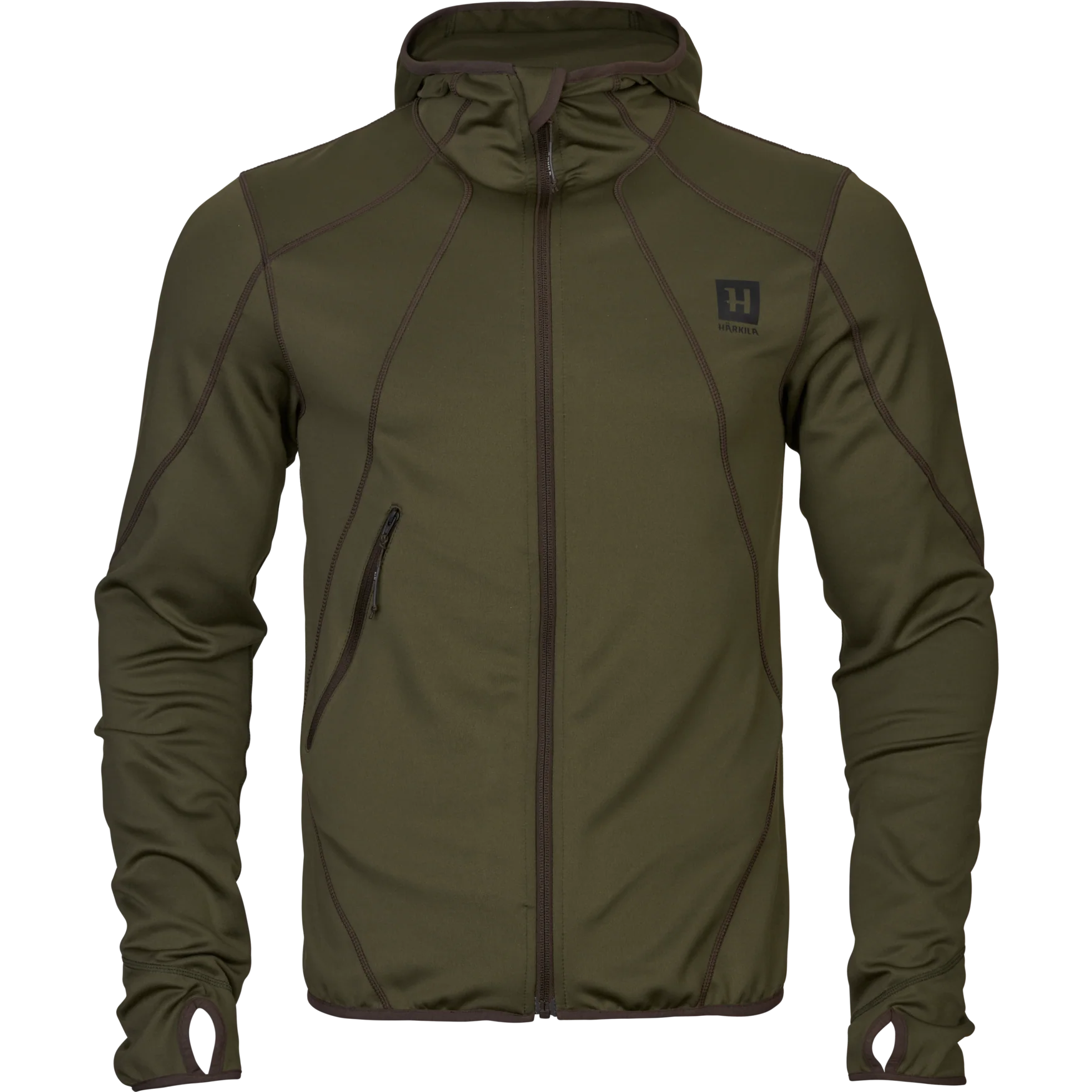 Deer Stalker Fleece-huvtröja med full dragkedja Willow green - Härkila