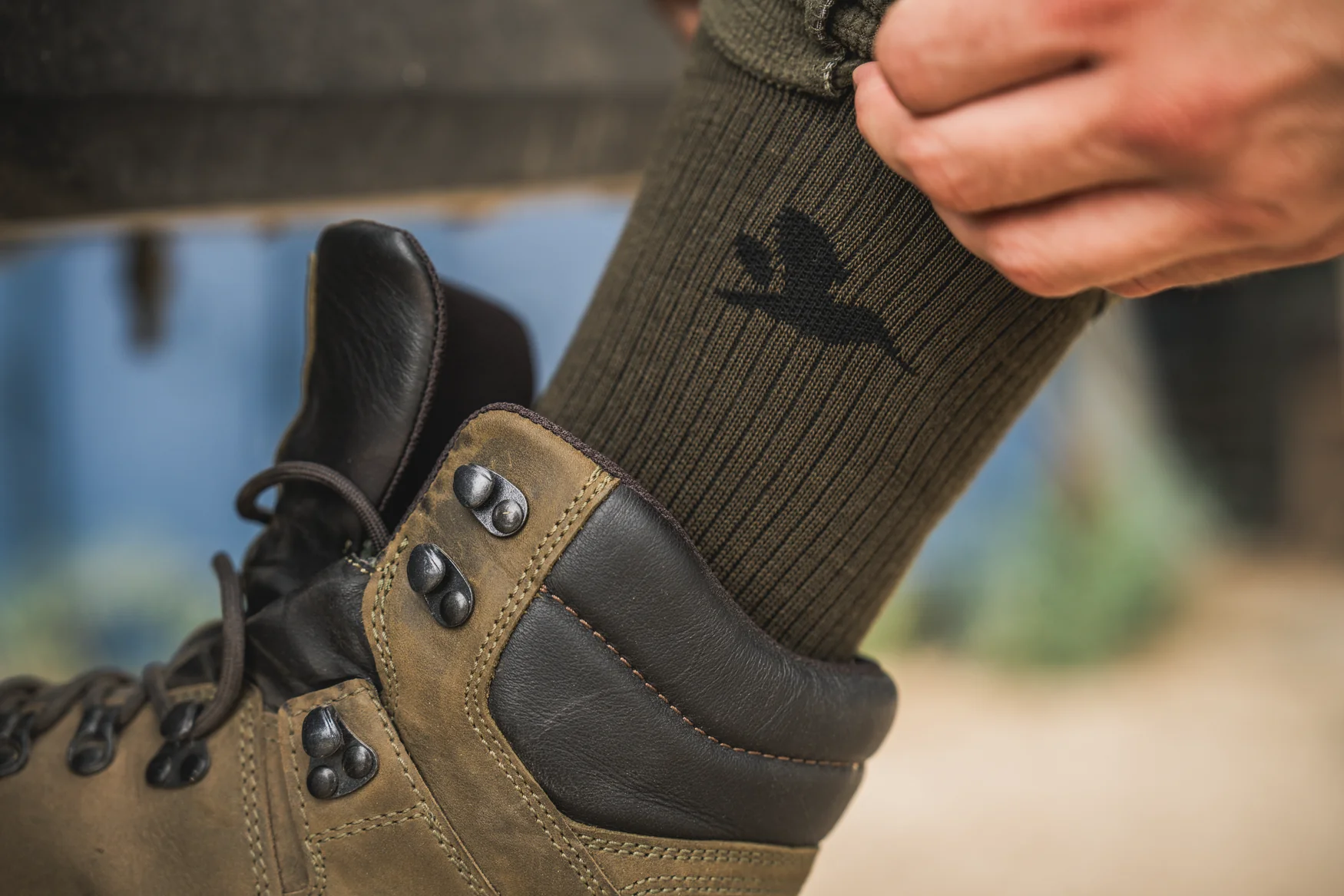 Field Merino-strumpor - 2-pack Pine Green/Military Olive - Seeland - Image 3