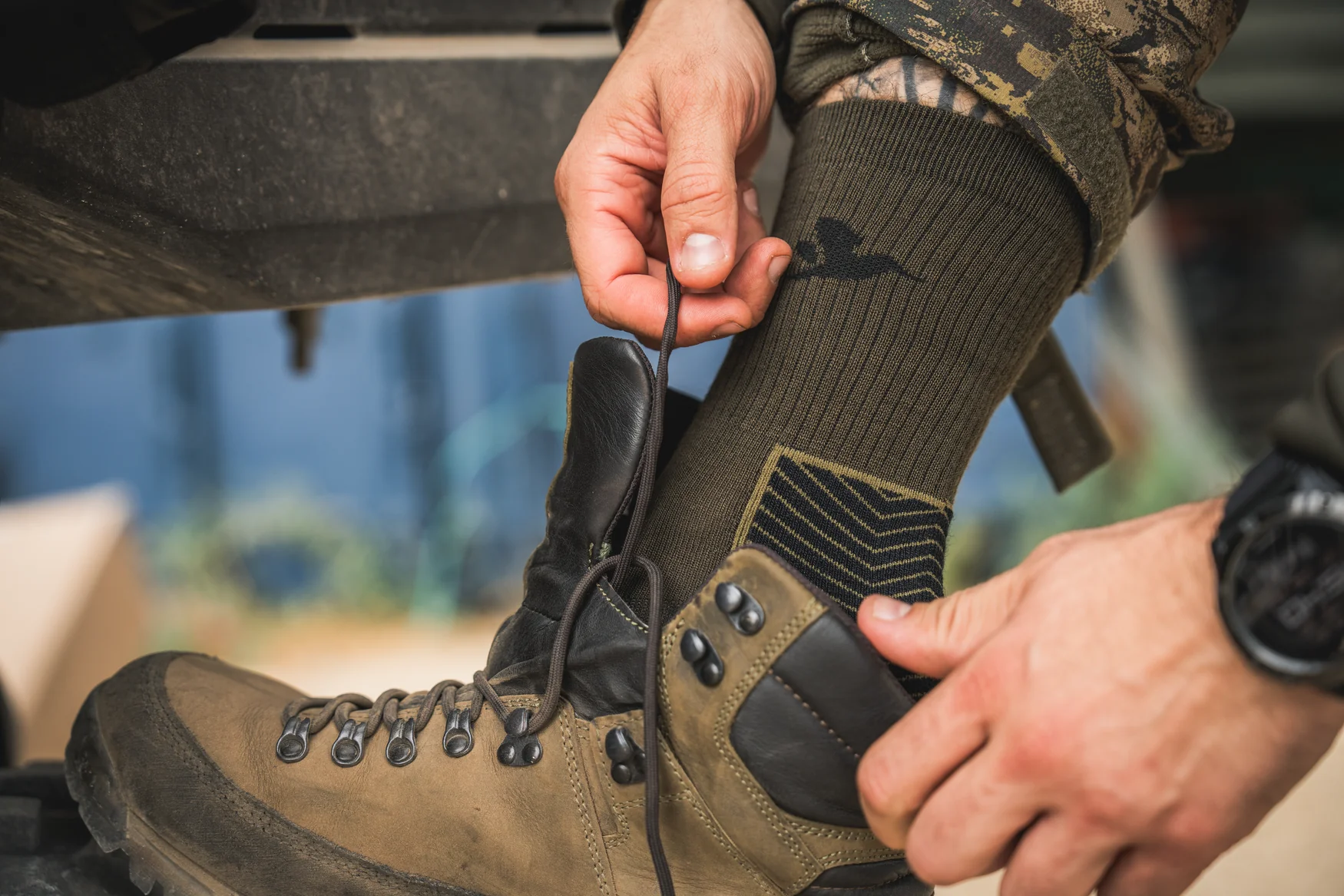 Field Merino-strumpor - 2-pack Pine Green/Military Olive - Seeland - Image 4