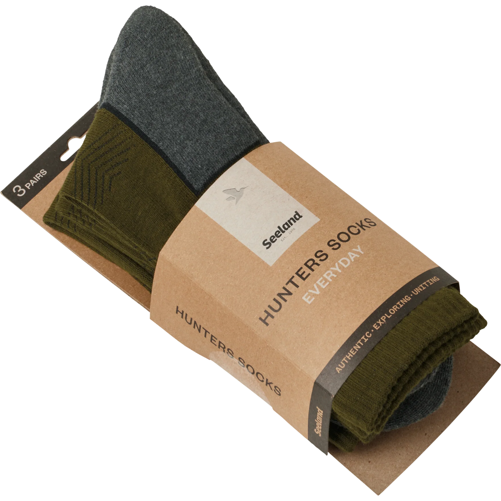 Field Strumpa - 3Pack Pine Green/Mörkgrå - Seeland - Image 2