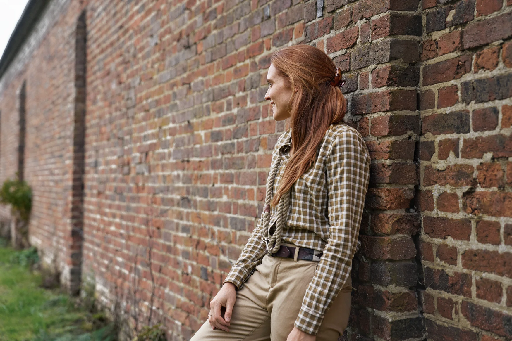 Fjäll L/S damsskjorta - Dark olive check - Härkila - Image 3