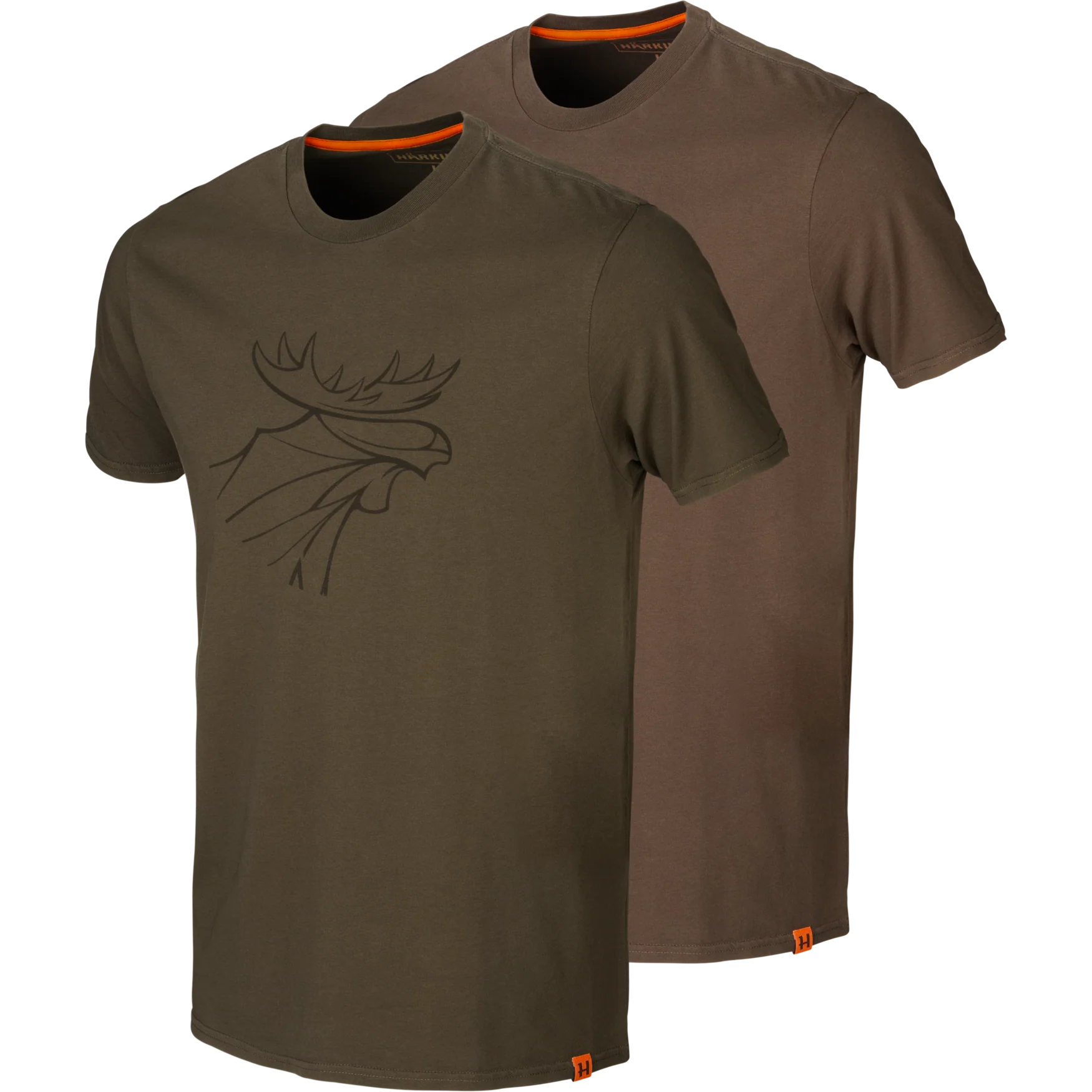 Grafisk t-shirt 2-pack Willow green/Slate brown - Härkila