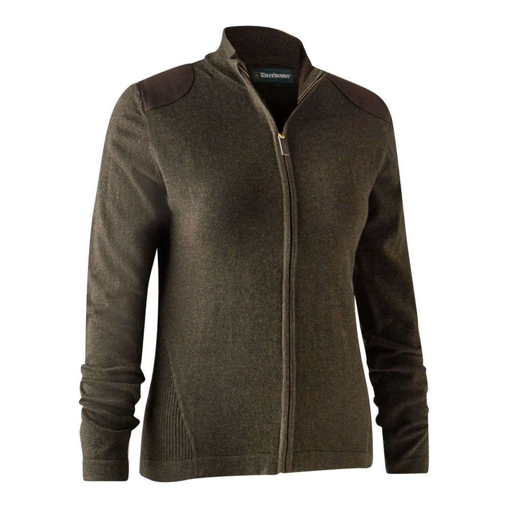 Lady Darlington Stickad Cardigan Mörk Elm - Deerhunter
