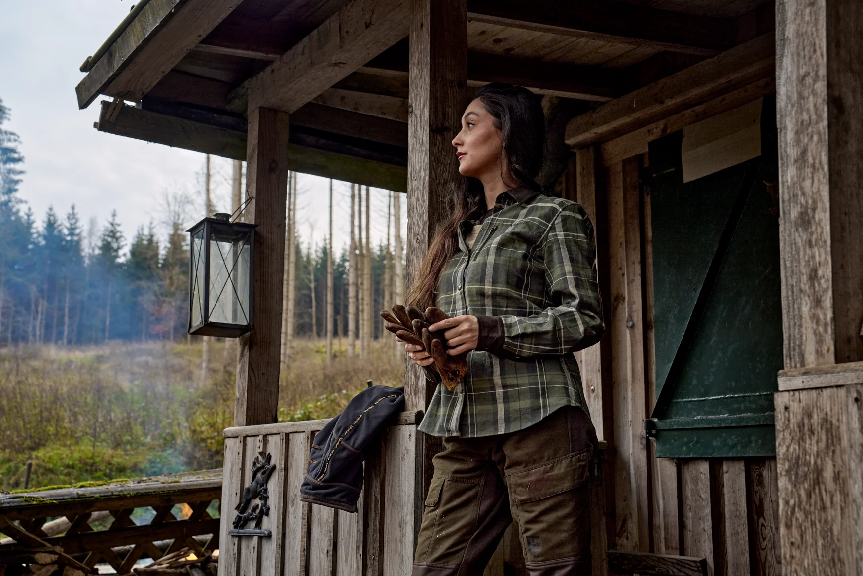 Pajala L/S Skjorta Dam - Olive check – Härkila - Image 6