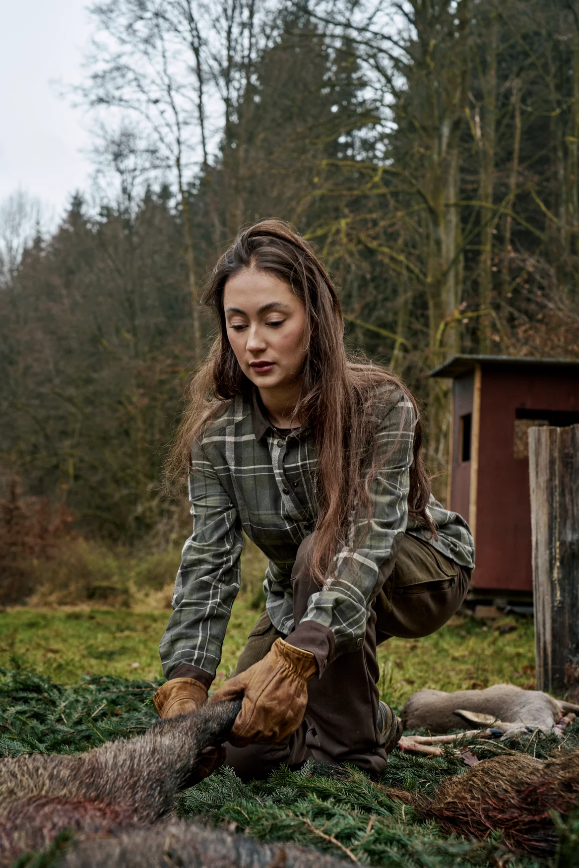 Pajala L/S Skjorta Dam - Olive check – Härkila - Image 8