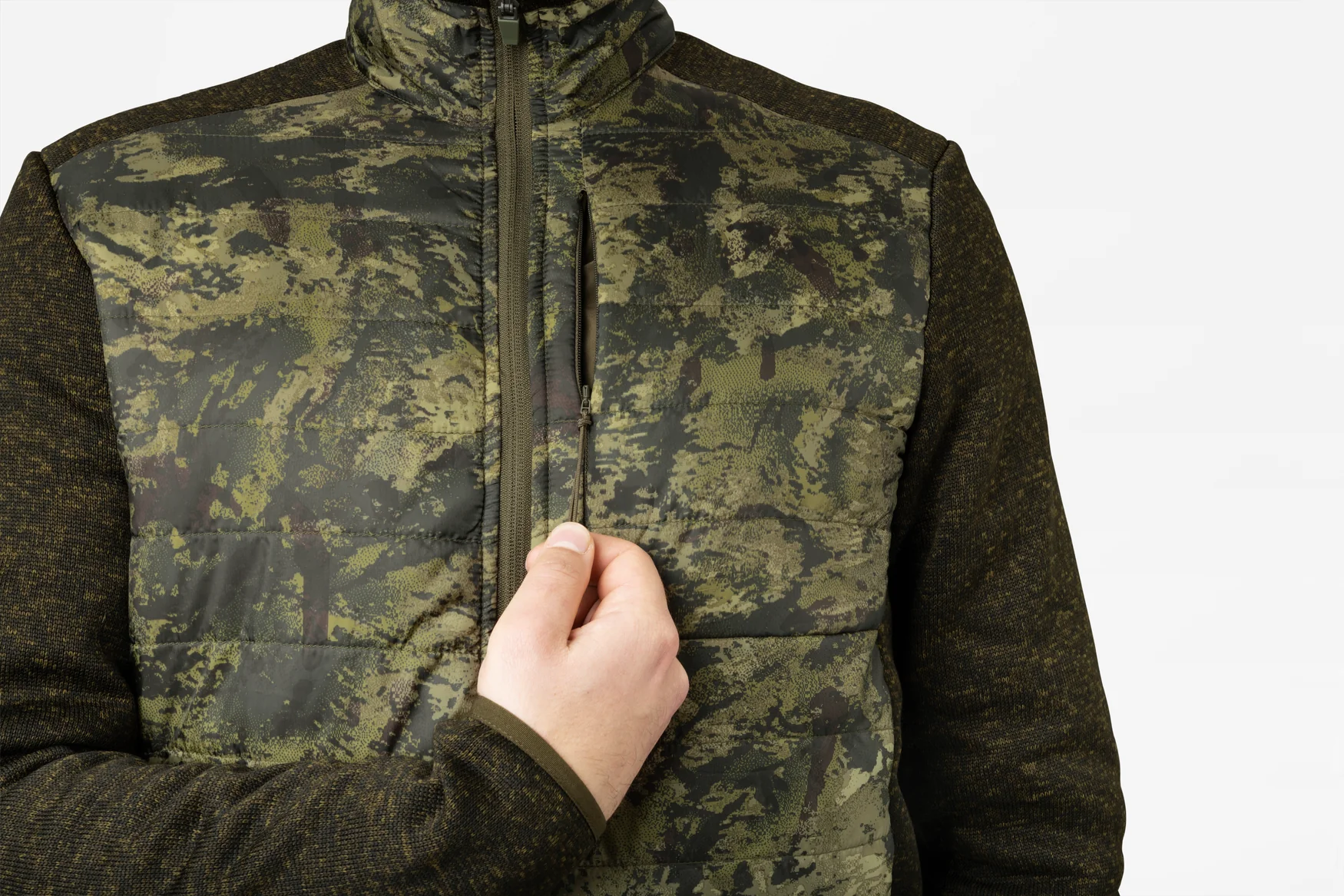 Theo Hybrid Kamouflage Fleeceväst Pine green/InVis green - Seeland - Image 3