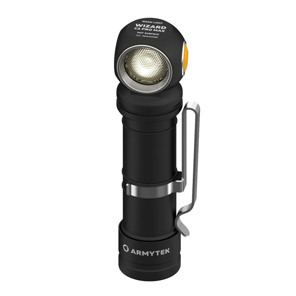 Wizard C2 Pro Max / Varm / 3720 lm / TIR 110°:150° / +hölster / 1x21700 (inkl.) eller 1x18650 / Magnetisk USB - Armytek